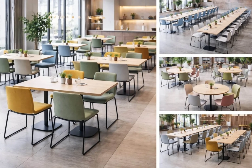 Расстановка стульев на металлокаркасе в обеденной зоне: правила компоновки и оптимальные схемы